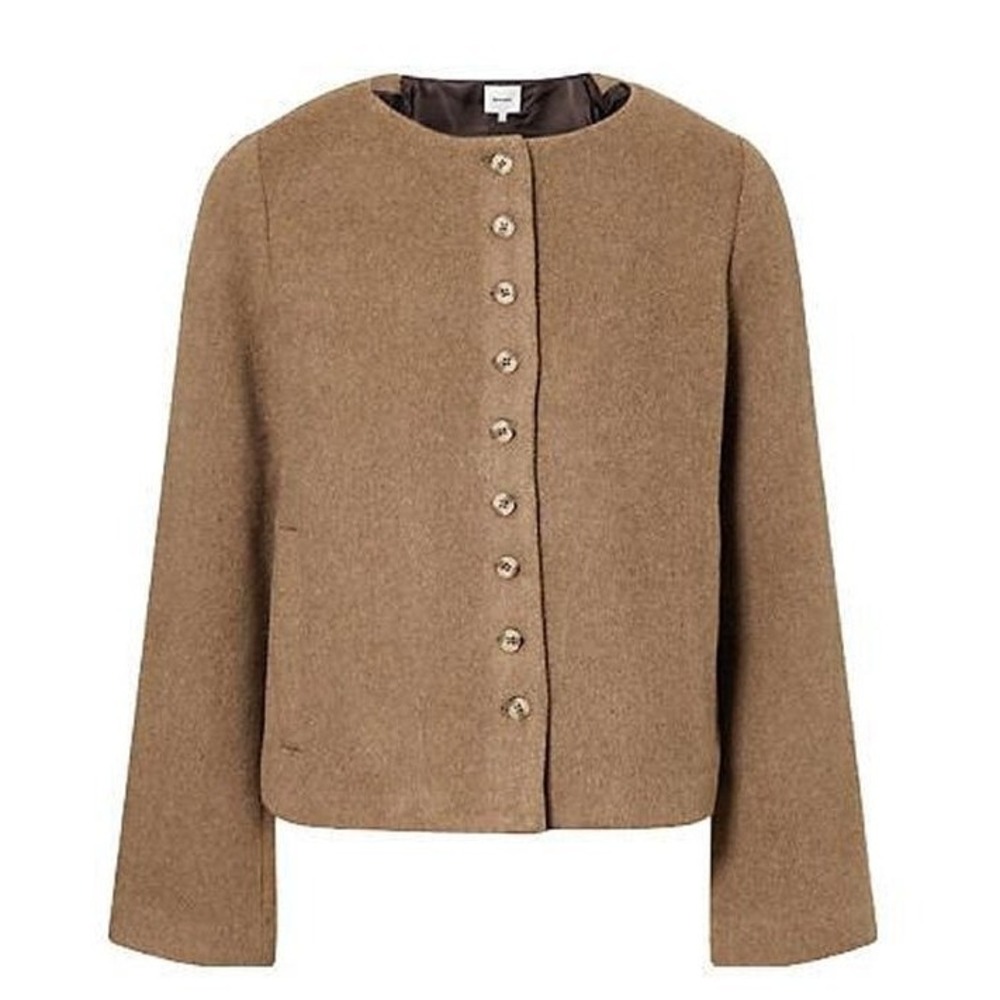 Reformation Women's Lucia Round Neck Wool Blend Jacket - Cocoa - Size XS - $425